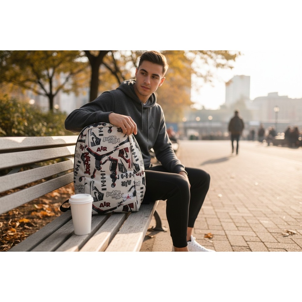 Jordan Backpack Kids Large White Gray New Jumpman Graphic School Bag 9A0484-W79